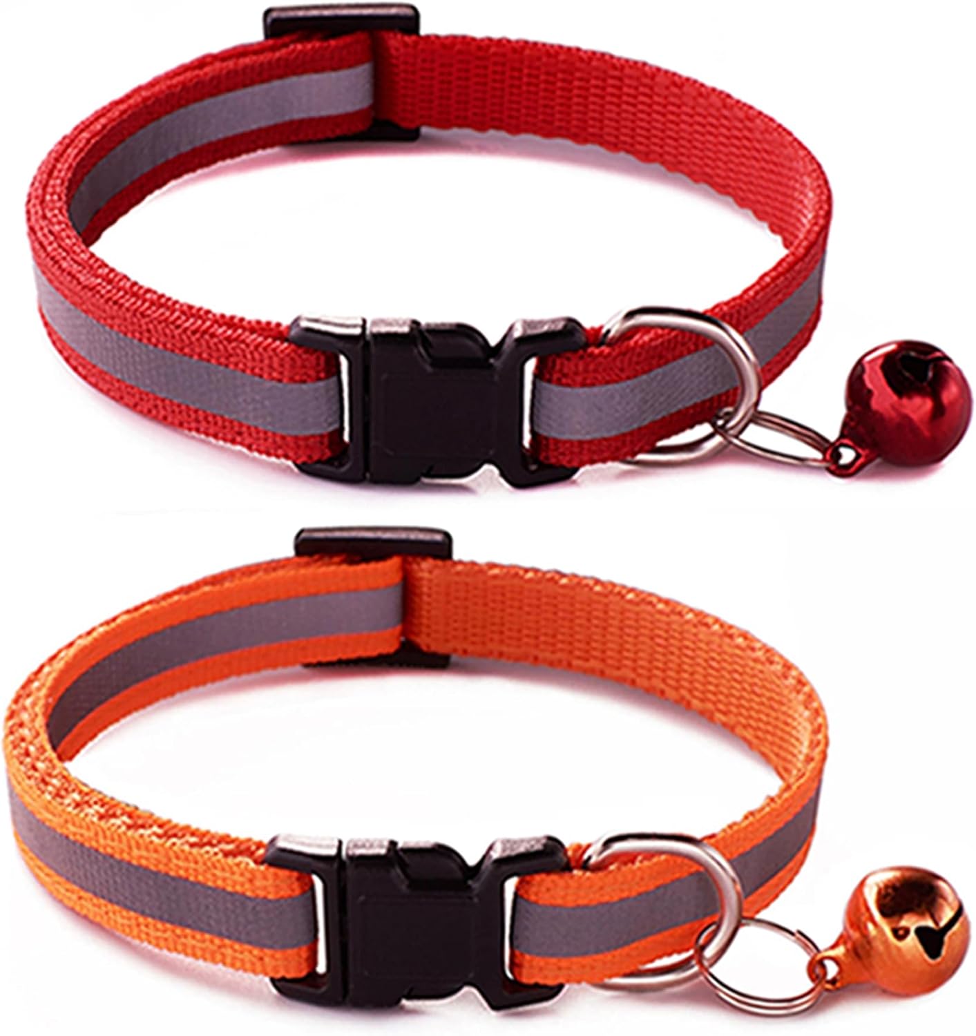 2 Pack Reflective Puppy Collar with Bell, Soft Cat Collars