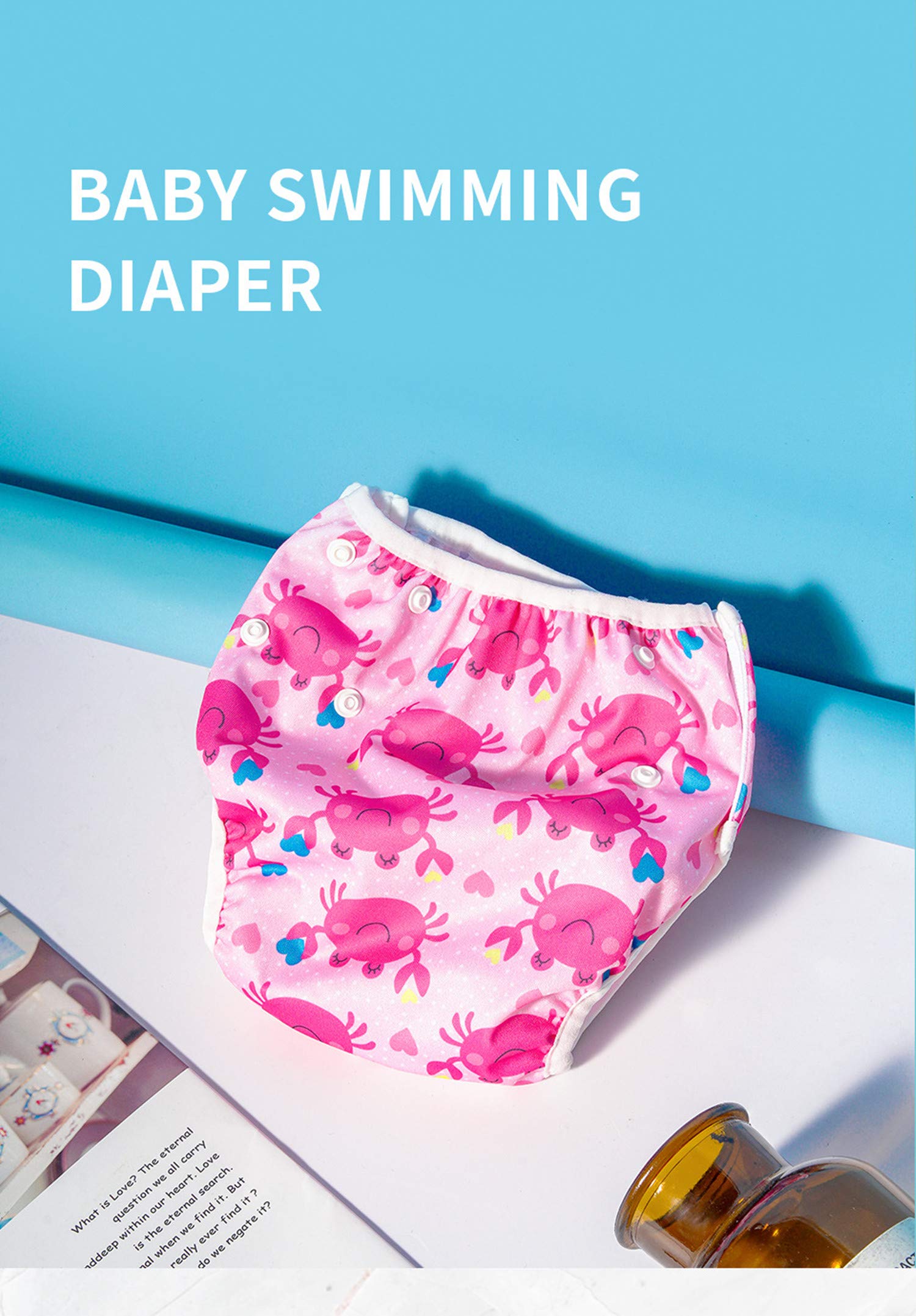 New Baby Washable Swim Dipers Breathable Swimming Diapers for Toddlers Boys Girls (Beach Vacation)