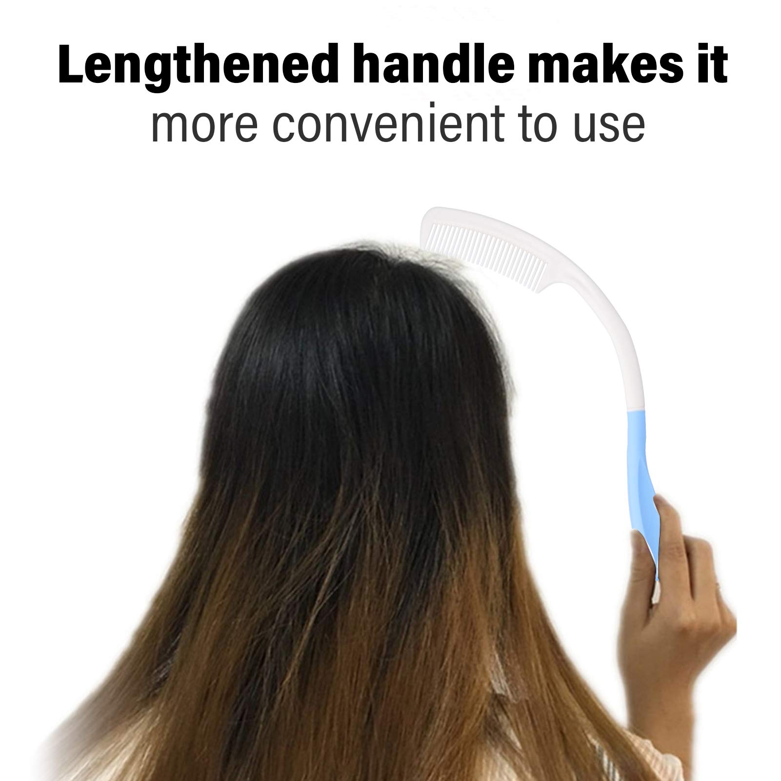 Peine para el cuidado del cabello para personas mayores y discapacitadas de mano, peine de 14 pulgadas de largo, cepillo de pelo de mango largo, peine curvado de dientes ABS para discapacitados y