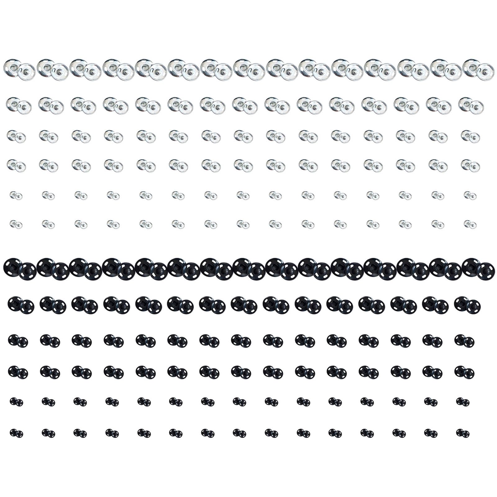 Buxuaaaa Multicolor 180Pcs Black Silver Sew-On Snap Buttons, Metal Sew On Snap Fasteners For Purse Handbag Clothes Sewing Craft On Fasteners Buttons On Big Metal Snaps Press Clothing Snaps And