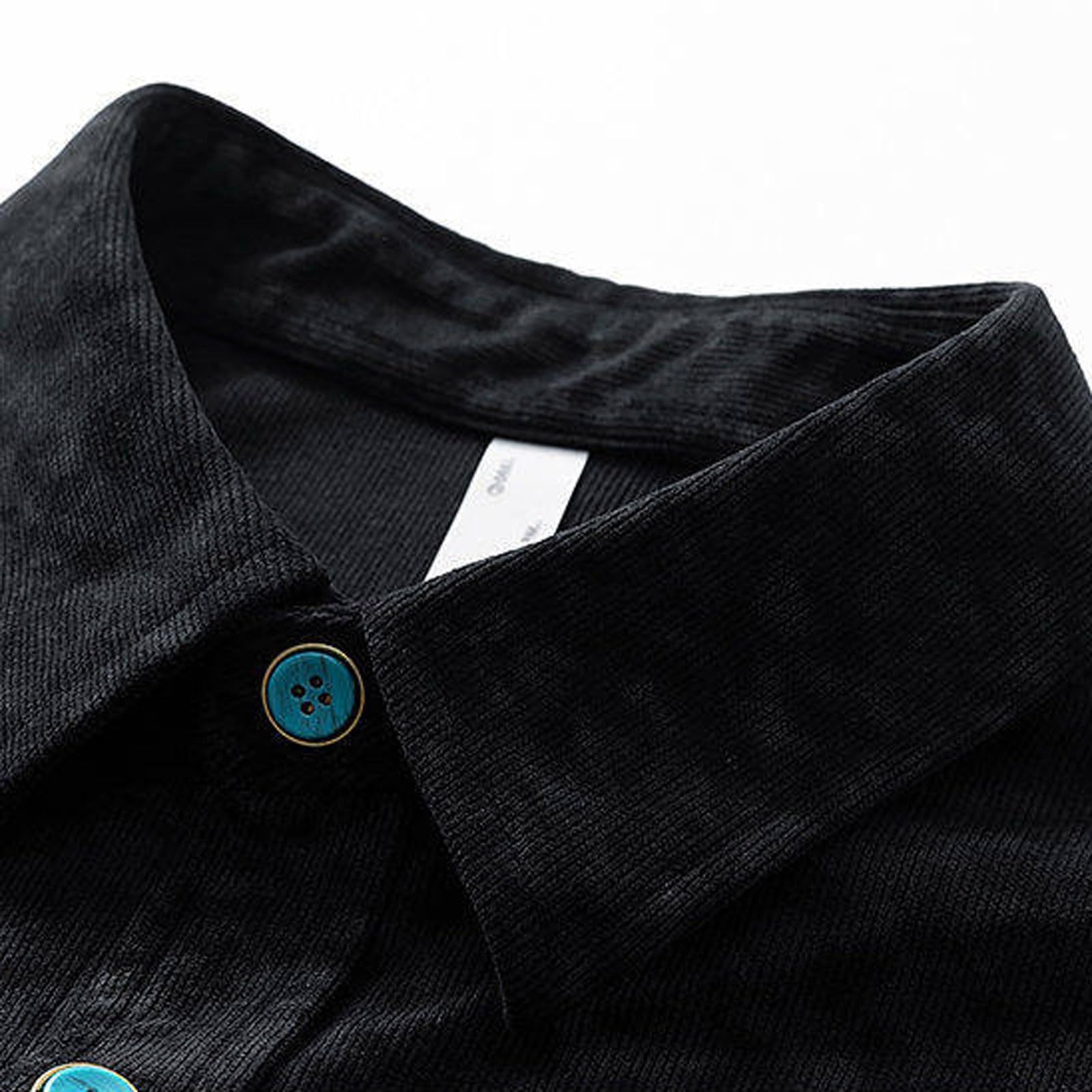 Generisch Damen Lederjacke Herren Freizeitjacken Stilvolles Utility-Hemd Cordjacke Lockere Passform Mode Oberbekleidung für den Herbst