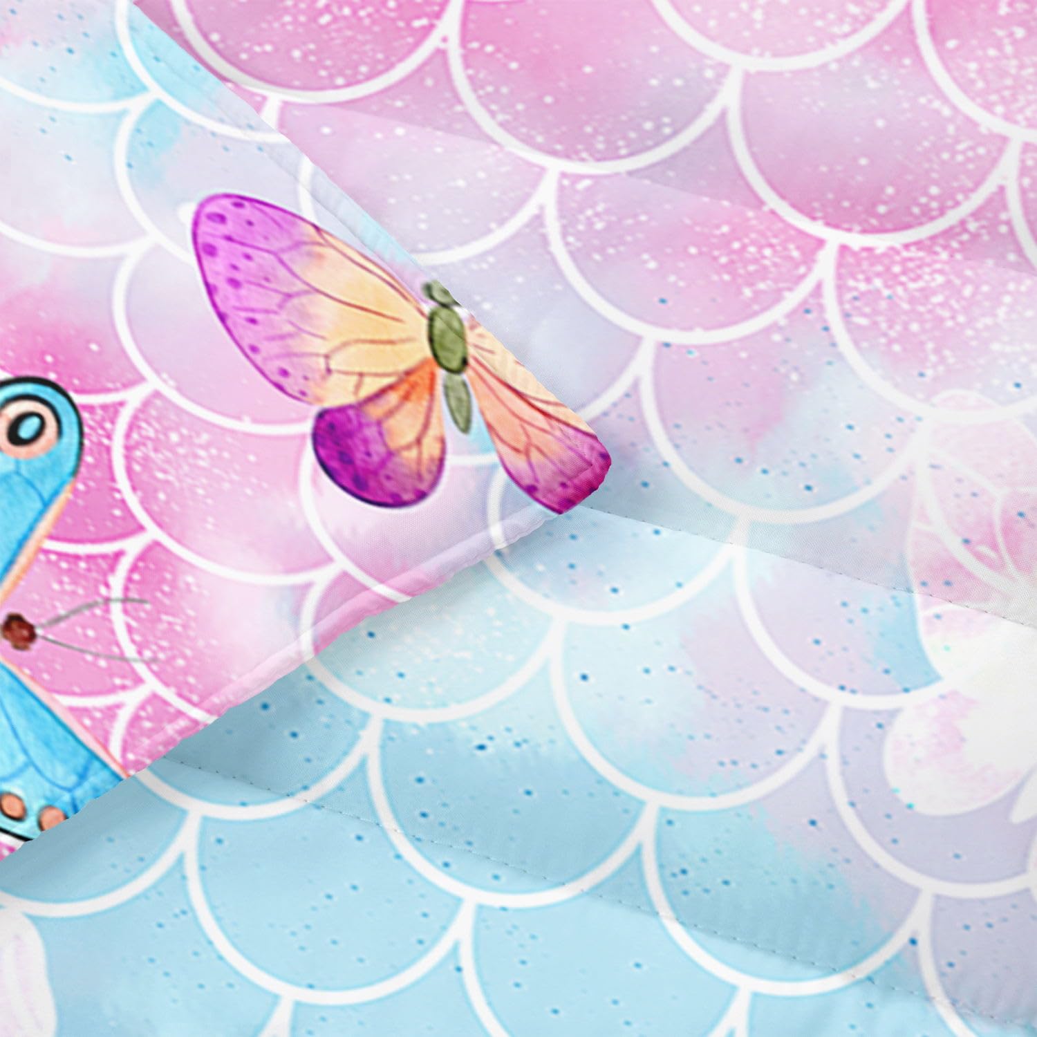 HOSIMA Nap Mat -Mermaid Scales Butterfly Sleeping Bag with Removable Pillow - Image 3