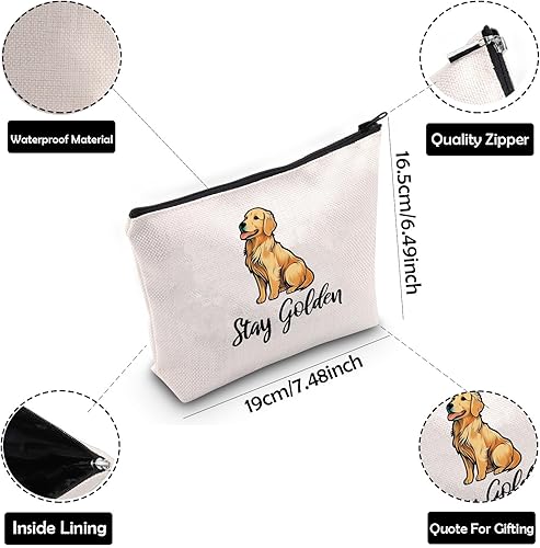 Miniatura 3 de ZJXHPO Golden Retriever Bolsa de cosméticos Golden Retriever Lover Gift Stay Golden Makeup Bag con cremallera Golden Retriever Mama Kit de