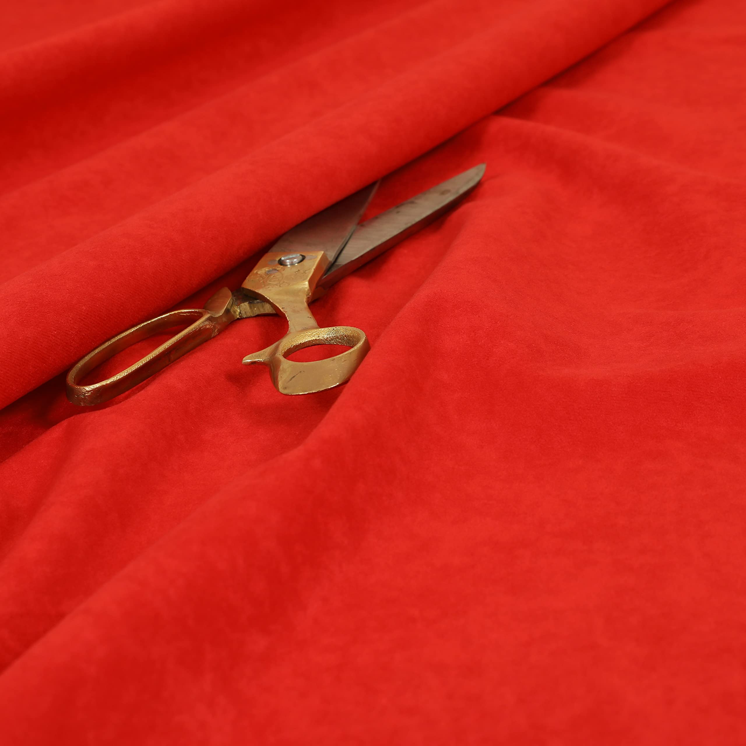 Redbrick Mill Fabrics Flame Retardant Soft Quality Modern Lightweight Low Pile Velvet Plain Curtain Upholstery Fabric by The Metre, Red (Per Metre)