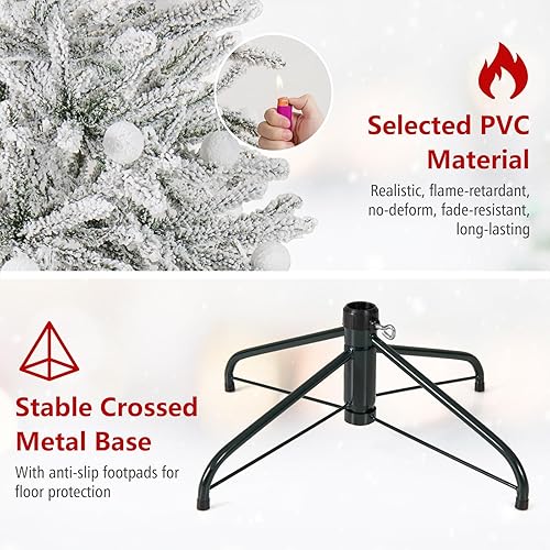 Vista 107 de Goplus 7.5ft Pre-lit Artificial Christmas Tree, Hinged Premium Spruce Xmas Full Tree with 1346 PVC Tips, 400 LED Lights, Folding Metal Stand, for