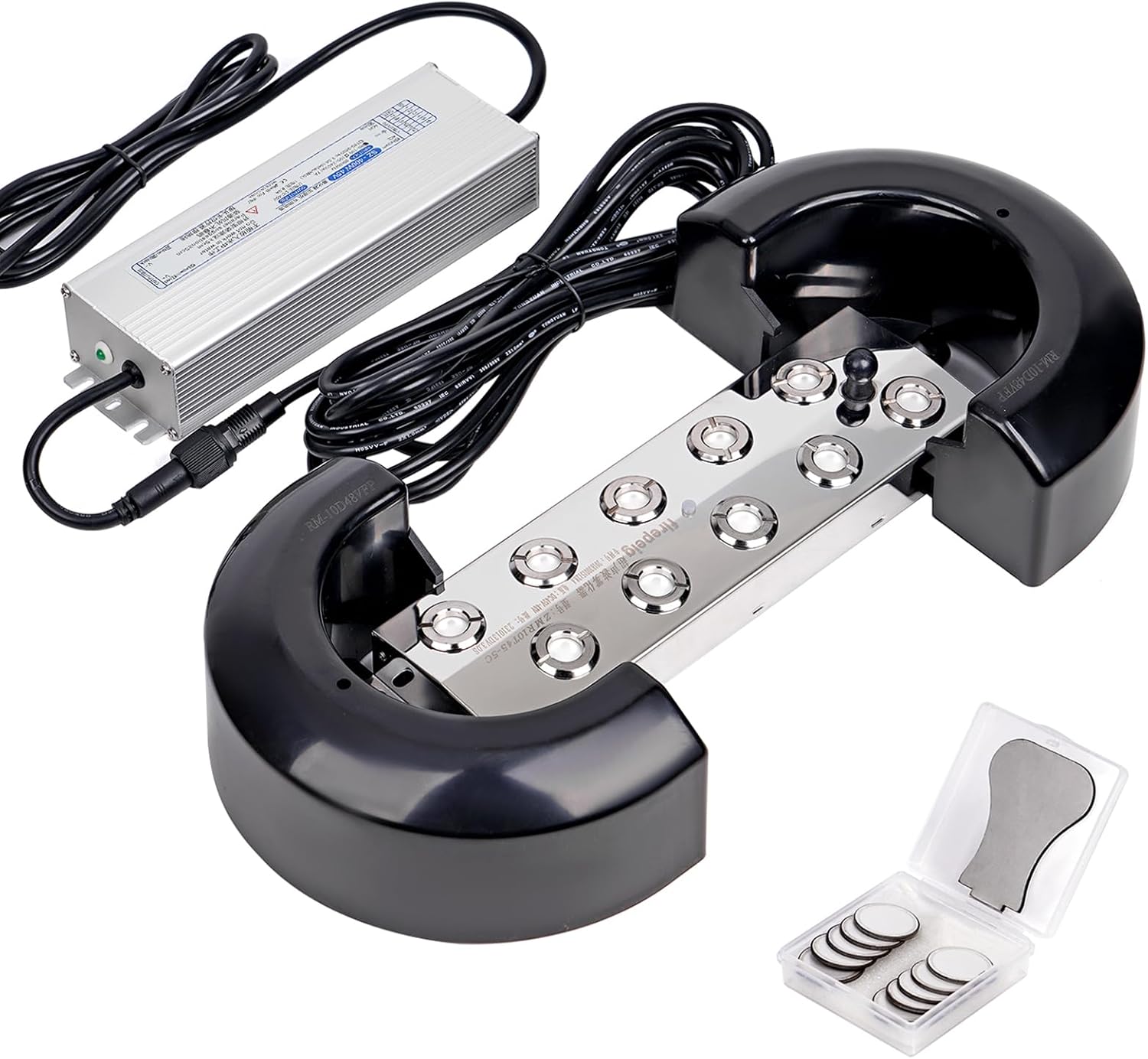 Ultrasonic Mist Maker Fogger 10Head Ultrasonic Fogger Humidifier for Halloween Atmosphere, Landscape, Plant Mushroom Vegetable Humidification, Pond Mister with Float, 400W Power Supply