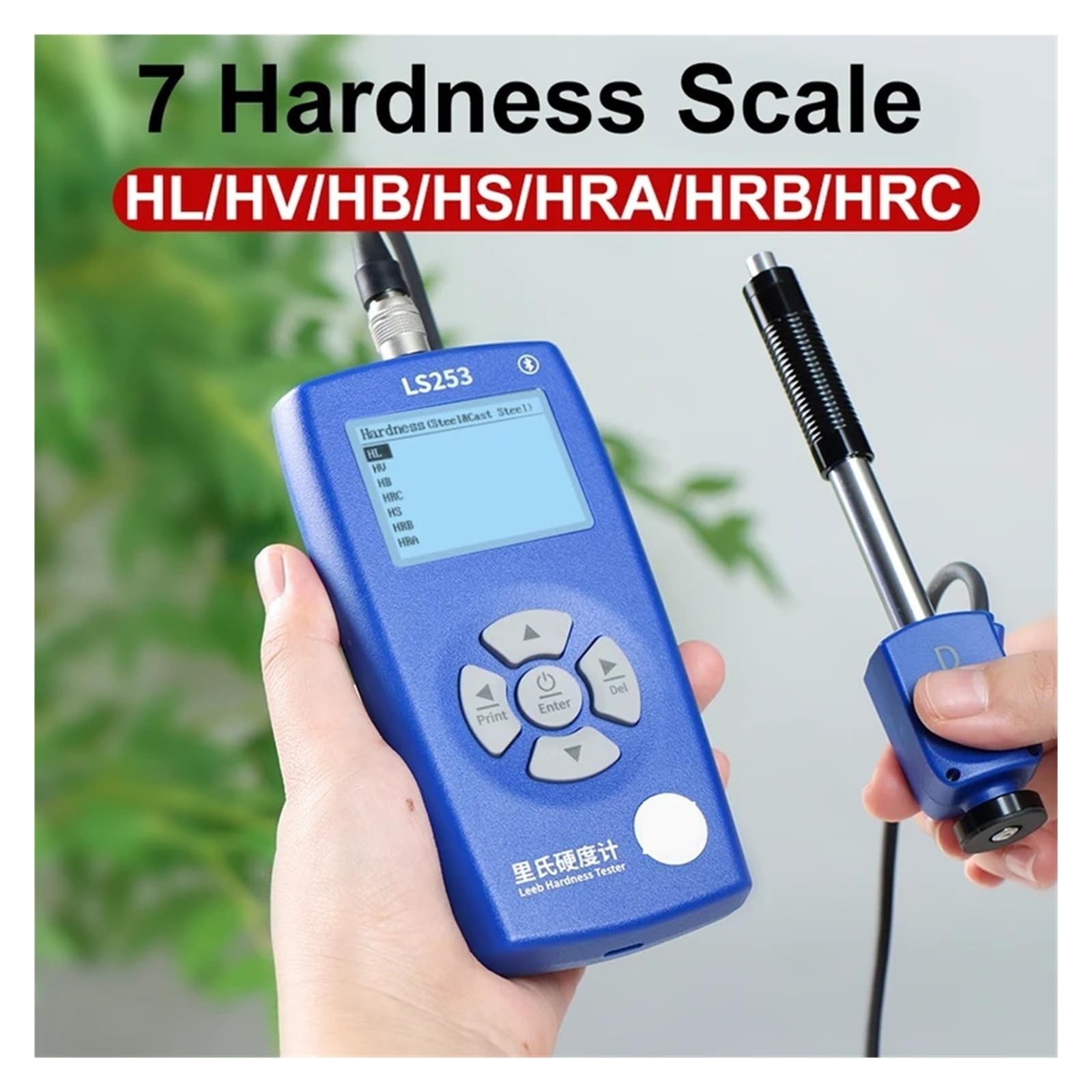 Digitales Härteprüfgerät for Metall, Handheld-Härteprüfgerät for Metall, Multisonde mit Drucker LS253 for Stahl, Aluminiumlegierung Hohe Empfindlichkeit(LS253-DC)