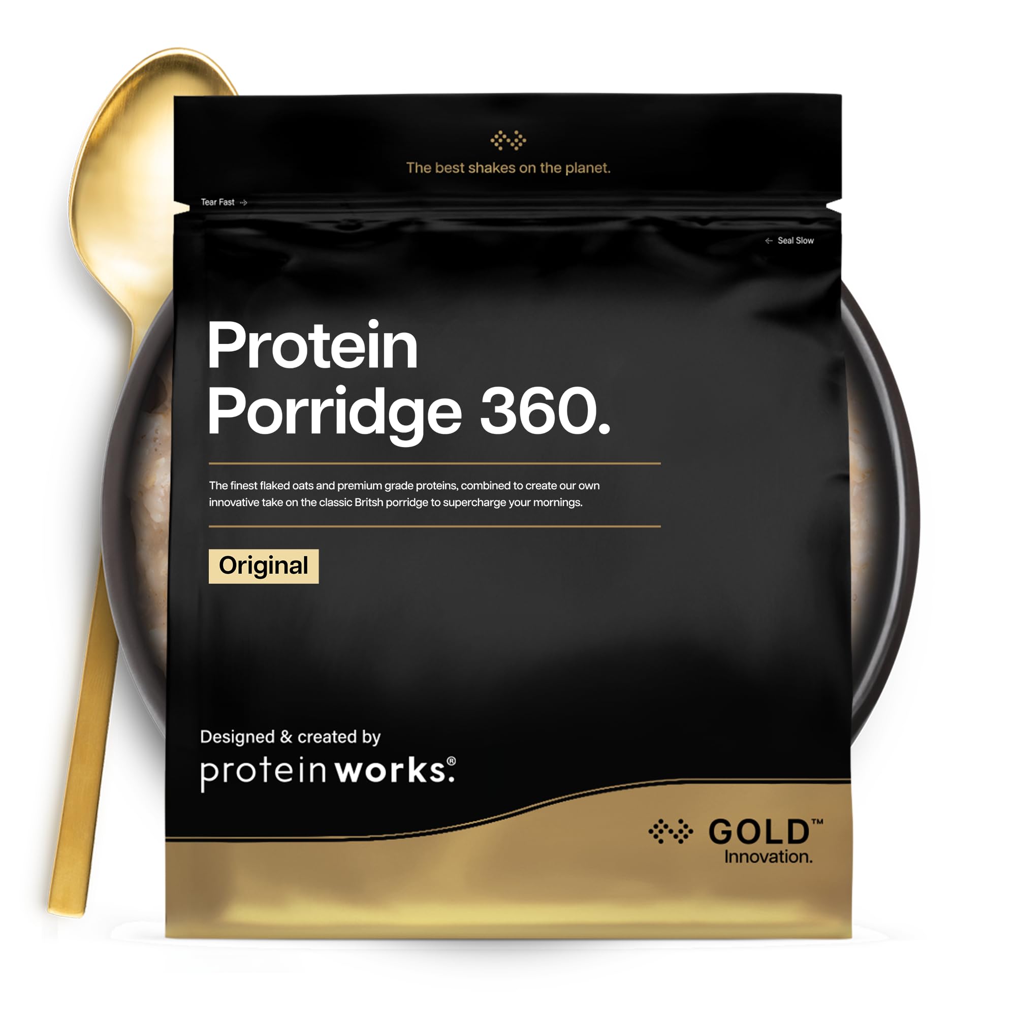 Protein Works | Protein Porridge 360 - Gold Innovation, High Protein, Low Sugar Breakfast, Added Vitamins & Minerals, Low GI Wholegrain Oats, High Fibre, Original, 6 Servings, 500g