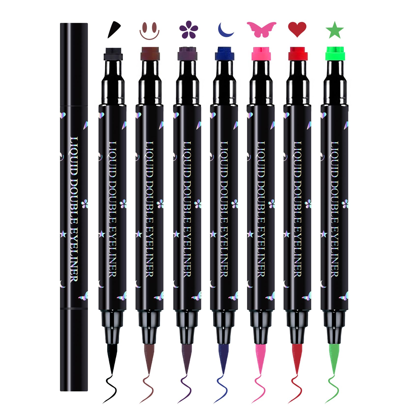 CAHIUYOA 7PCS Colorful Eyeliner Stamp Set,Eye Liner Liquid Liner Pencils