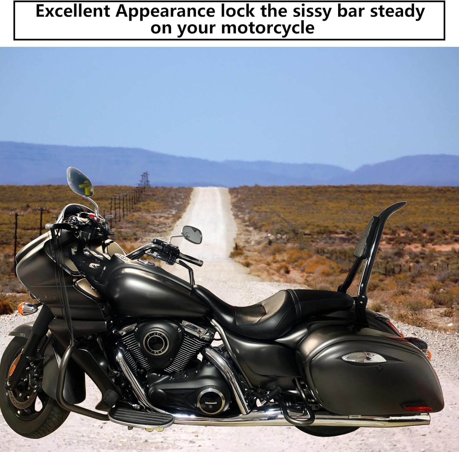 Motorcycle Backrest Sissy Bar Passenger Back Rest Pad Compatible for Kawasaki Vulcan 1700 VN1700 Vaquero VN1700J VN1700K Models 2010-2024 (29" Height Black)
