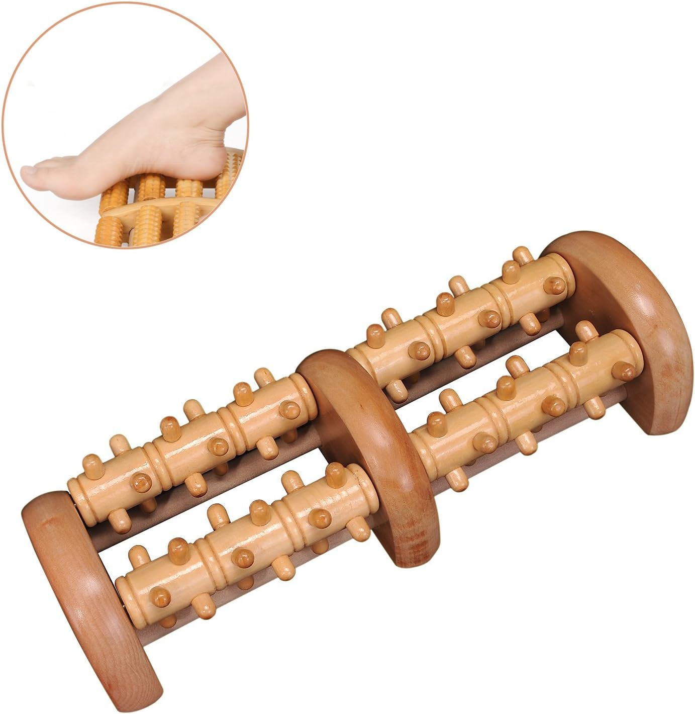 Natural Wooden Foot Roller Massager Stress Relief Body Massage