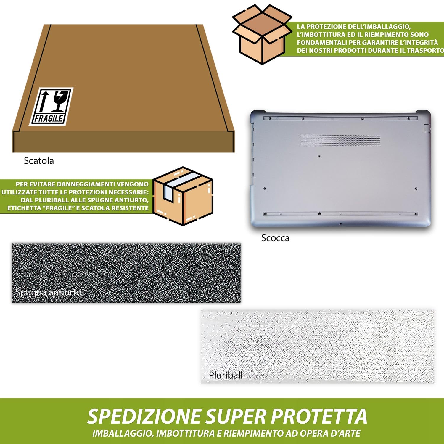 New Net - Scocca Inferiore Cover Bottom Case Chassis compatibile con HP 250 G7, 255 G7 [Colore ASL Ash Silver (Argento Cenere) - ABS]