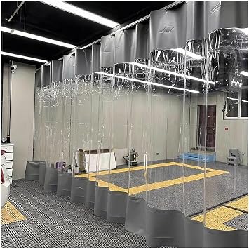 exproyzk Heavy-Duty Partition Curtains, Industrial Wash Bay Curtains with Clear Panel Trap, for Car Wash and Other Areas, Partition Space QuicklyGray,4.8x3.5m