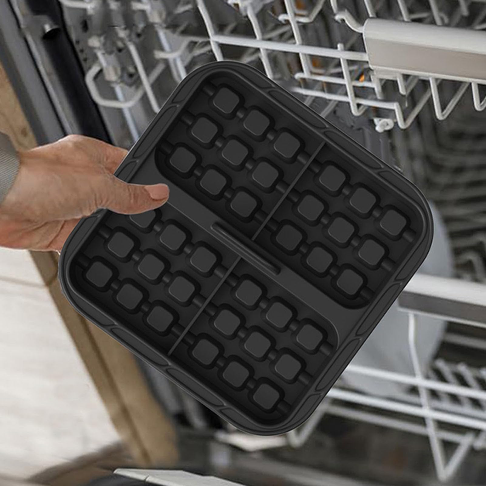 Ejoyous Stampo per Waffle in Silicone con 2 cavità Stampo da Forno Riutilizzabile Antiaderente 8,07 X 8,07 X 1,42 Pollici Pieghevole Lavabile in Lavastoviglie per Forno e Friggitrice Senza Olio