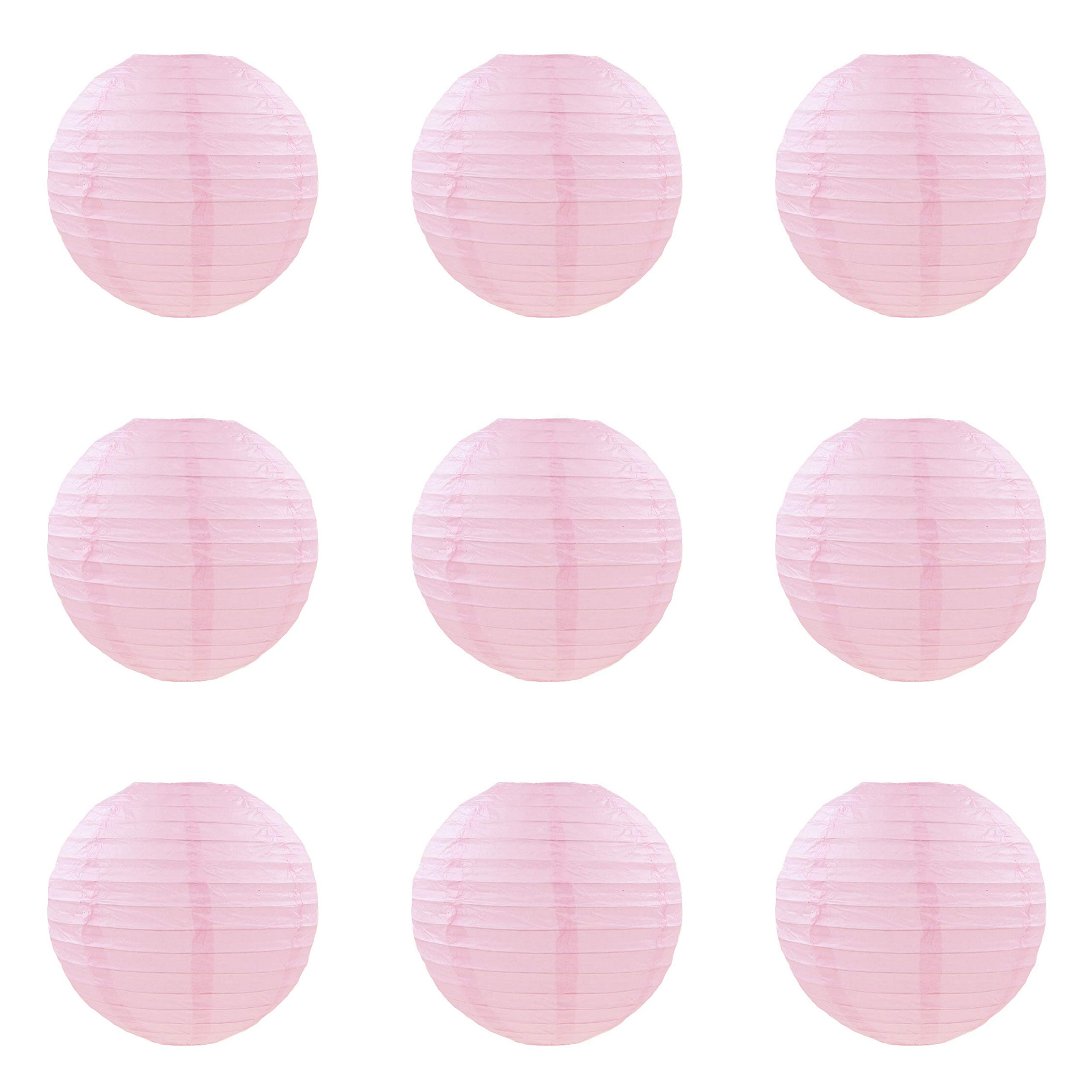 ACVIP Chinese Paper Lantern Lampshade Home Party Wedding Decor, Pack of 9 (4", Light Pink)