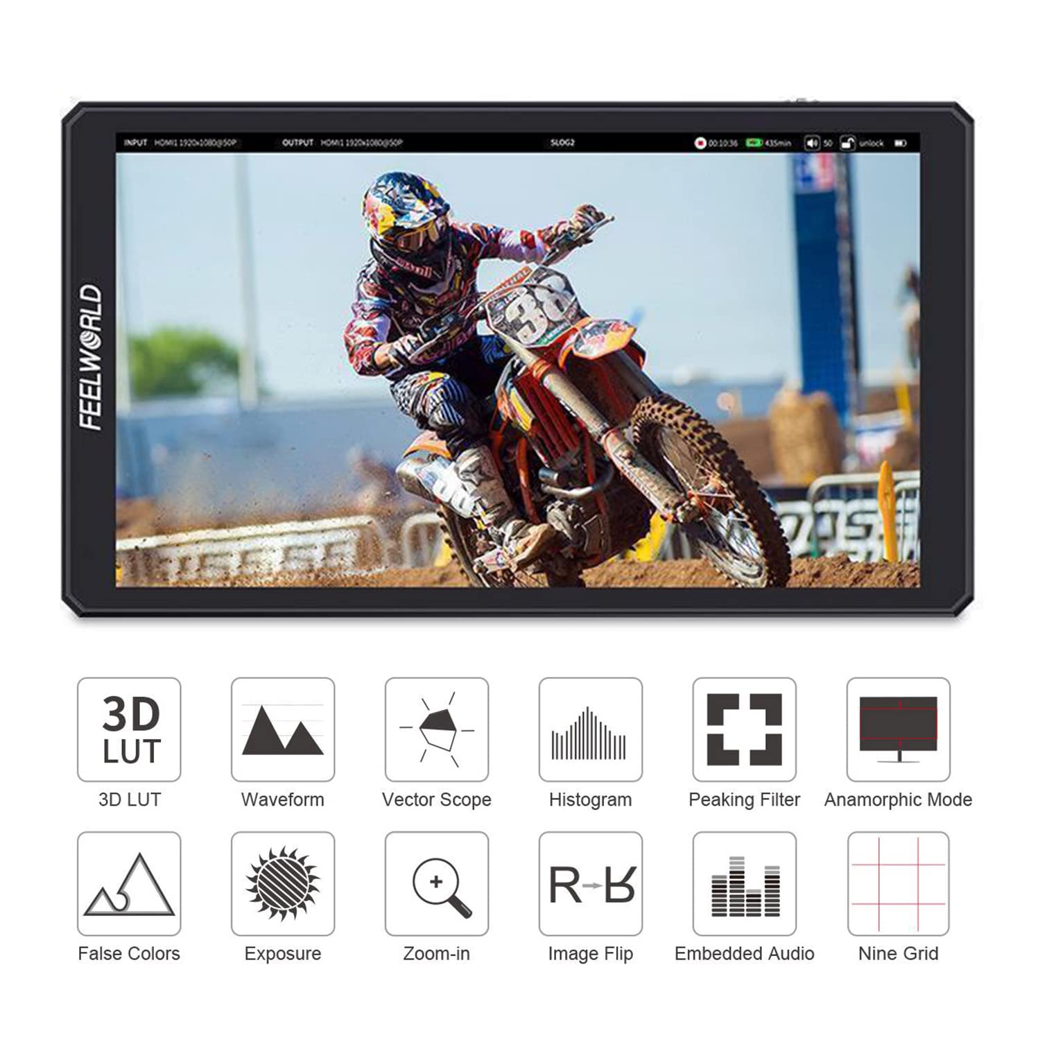 Feelworld CUT6 6 Pollice On-Camera Monitor Registratore Touchscreen Campo Monitor FHD 1920x1080 4K HDMI 3D LUT con Hot Shoe Mount