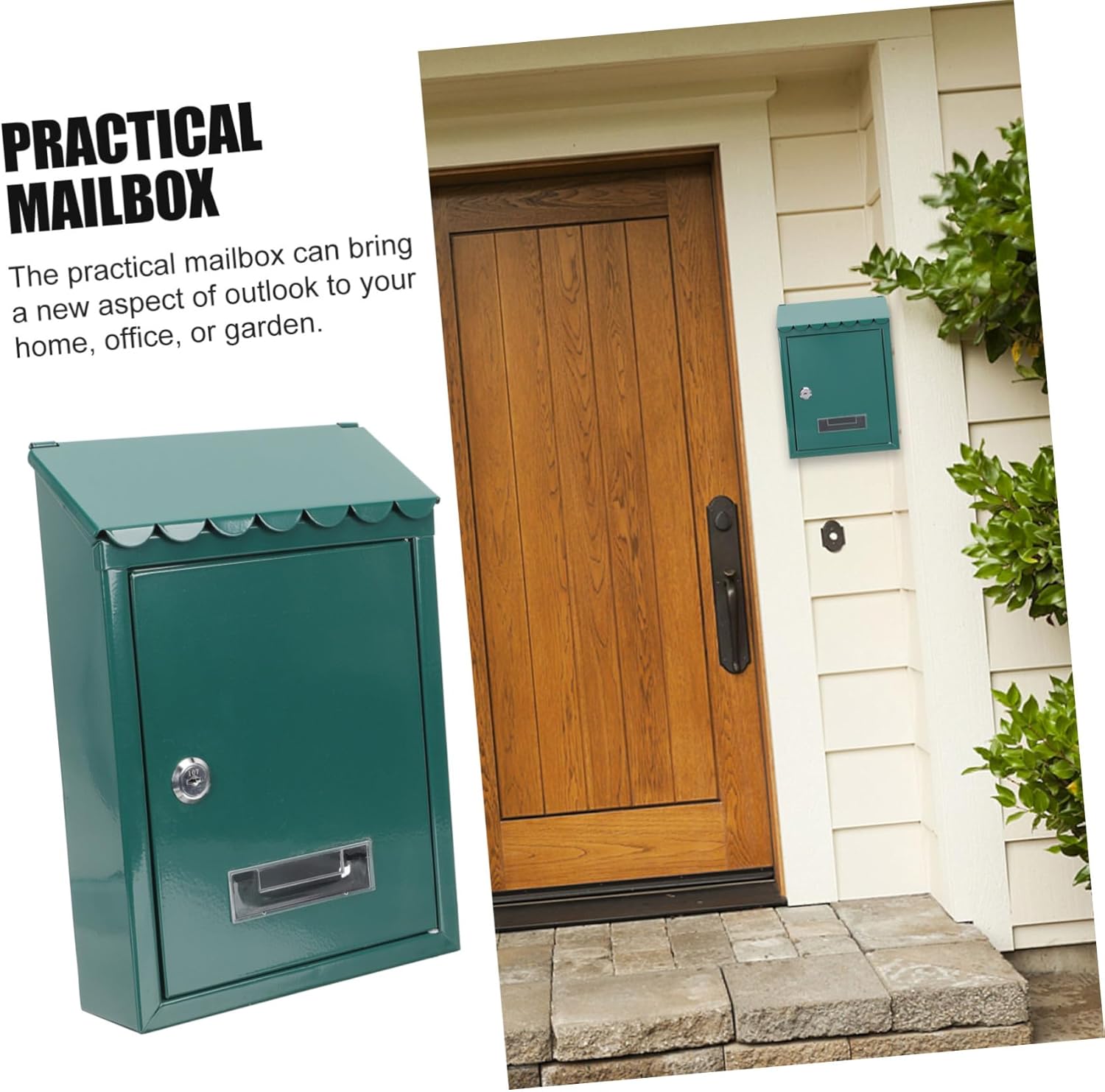 Lockable Wall Mount Mailbox Vintage Metal Letter Box for Outdoor Use Weatherproof Hanging Mailbox with Capacity Durable Iron Construction for Home Office and Garden