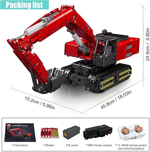 Miniatura 5 de Mould King 15062 Kit de construcción de excavadora de servicio pesado, modelo de construcción de excavadora de control RC APP para construir,