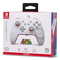 Vista 10 de PowerA Enhanced Wired Controller for Nintendo Switch - Mario White, Gamepad, game controller, wired controller, officially licensed