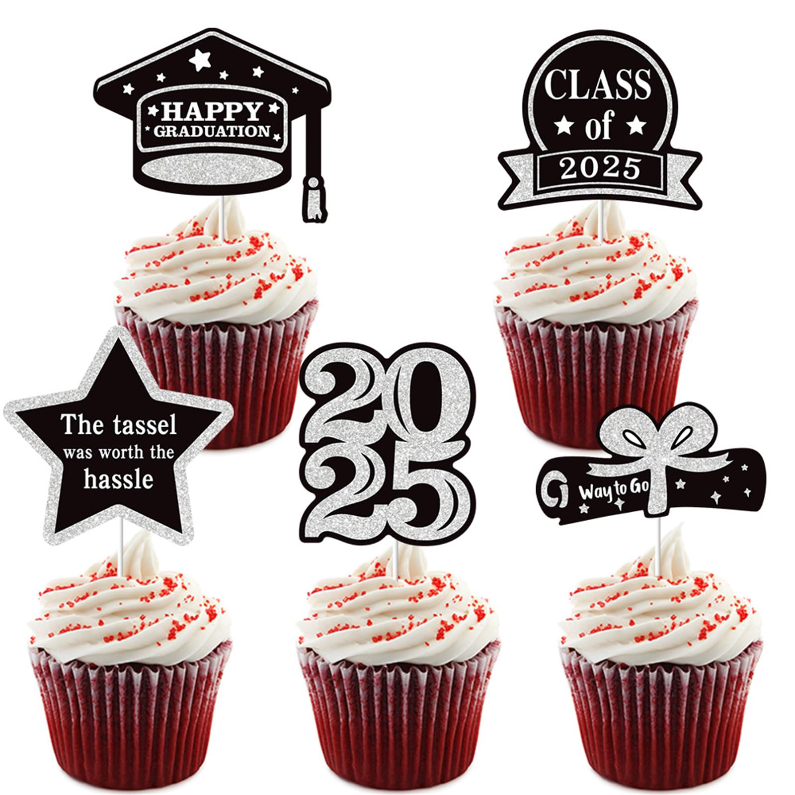 Xjdzineq 5PCS Cake Decoration Set Toppers Graduation Accessories Adornment Suitable for Graduation Parties Toppers Flags