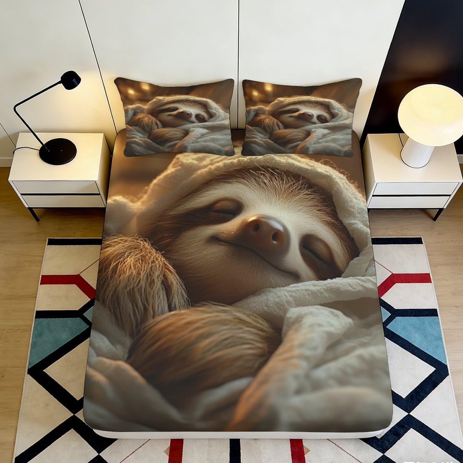 Jqzkxnhpbr Style-9 3D Printed Sloth Cozy Fitted Sheet Microfiber Soft Breathable Animal Mattress Cover For Bedroom Dorm Decor 90X200x25cm