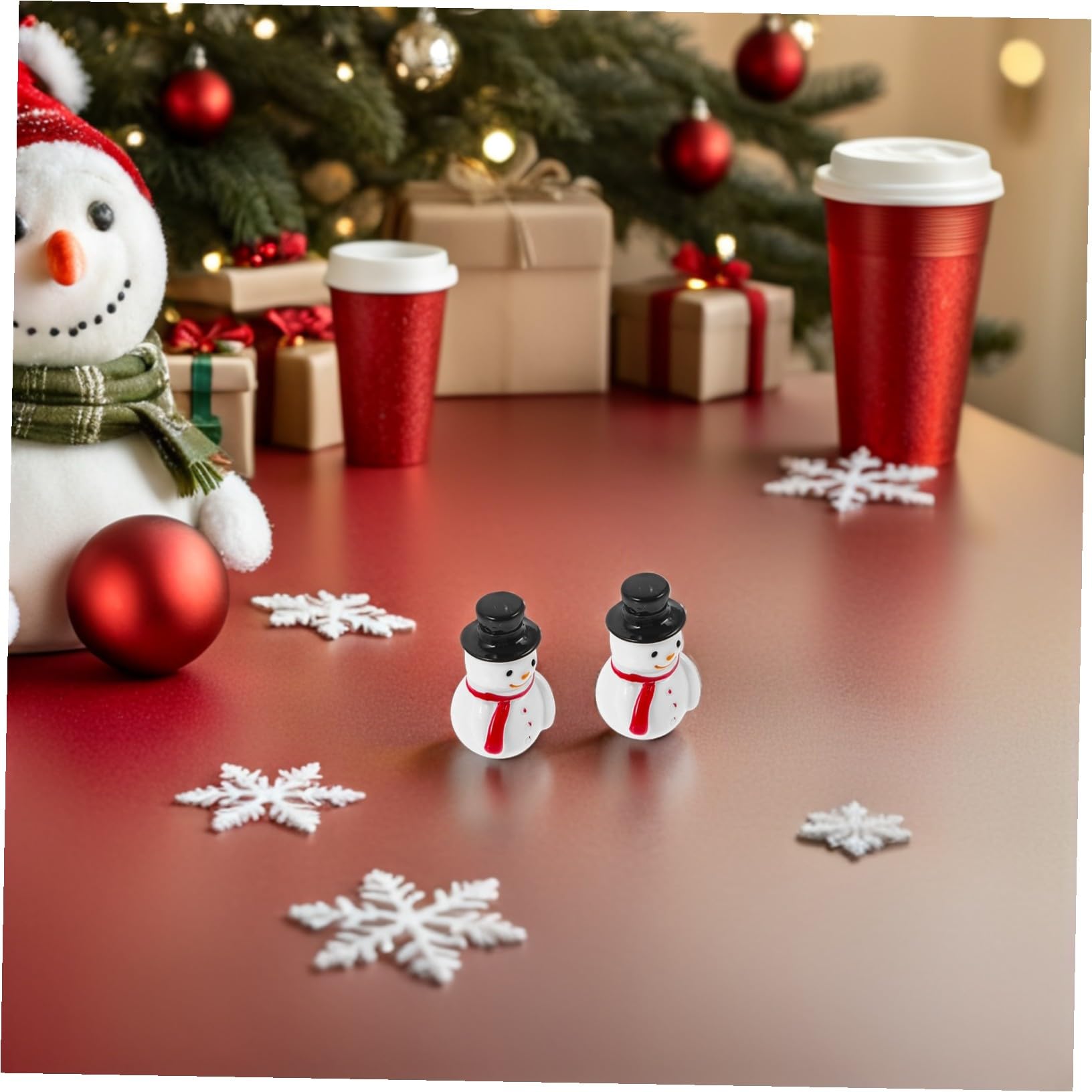 POPETPOP 100piezas Decoración de Mini Muñeco de Nieve de Resina Mini Adornos Navideños para Manualidades Casa de Muñecas Jardín de Hadas Fiesta de Invierno