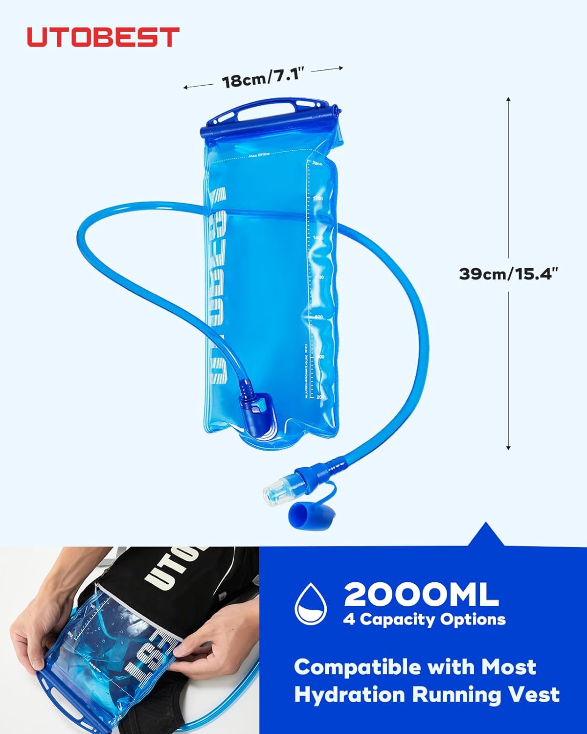 Water Bladder,Hydration Bladder 1L, 1.5L, 2L, 3L Water Bladder for Hiking Backpack, BPA Free, Leak Proof Water Reservoir for Running Cycling - Image 6