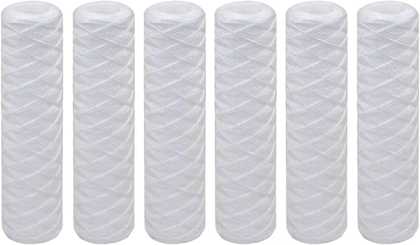 Tier1 20 Micron 10 x 2.5 Water Filter | String Wound Polypropylene Whole House Sediment Water Filter Cartridge | Replacement for Hyrdonix SWC-25-1020 | 2.5 x 10 Water Filter (6-Pack)