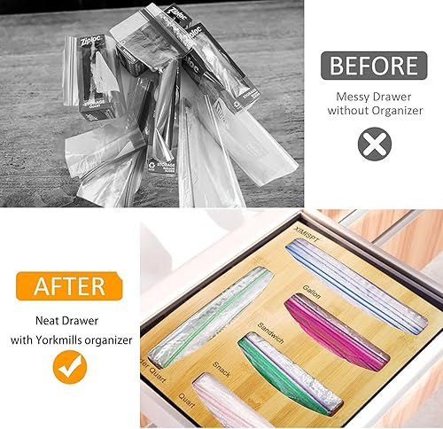 Miniatura 6 de Organizador de almacenamiento de bolsas para cajón de cocina organizador de almacenamiento de bolsas con cremallera compatible con bolsas de galón