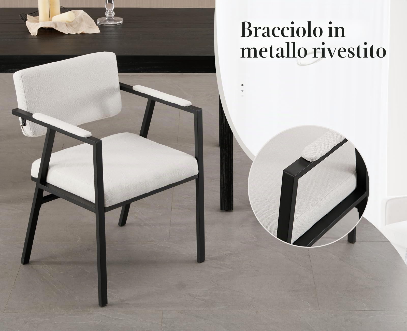 chairus Set di 2 Sedie da Cucina Moderne Sedie da Pranzo in Tessuto, Beige