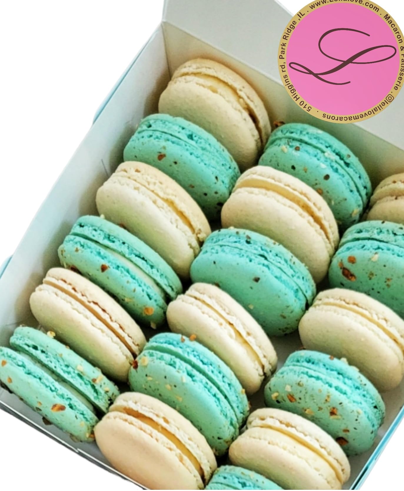 LeilaLove Macarons 15 Blue and white Macarons