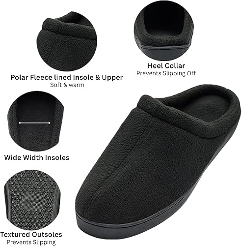 Miniatura 3 de Alpine Swiss Wide Mens Fleece Clog Slippers Wide Width Slip-On House Shoes with Memory Foam Cozy Durable Indoor Comfort