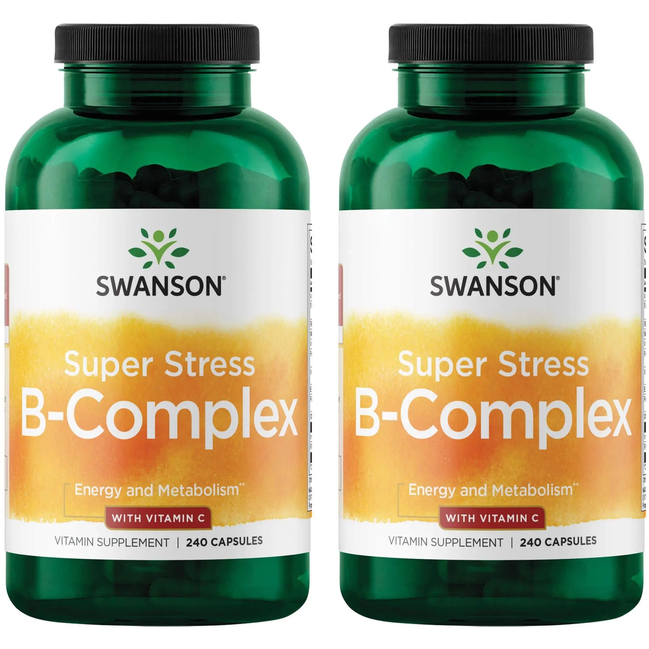 Swanson Super Stress B-Complex - Vitamin Supplement for Relaxation & Healthy Metabolism - Formula for Healthy Energy Levels - (240 Capsules) (2 Pack)