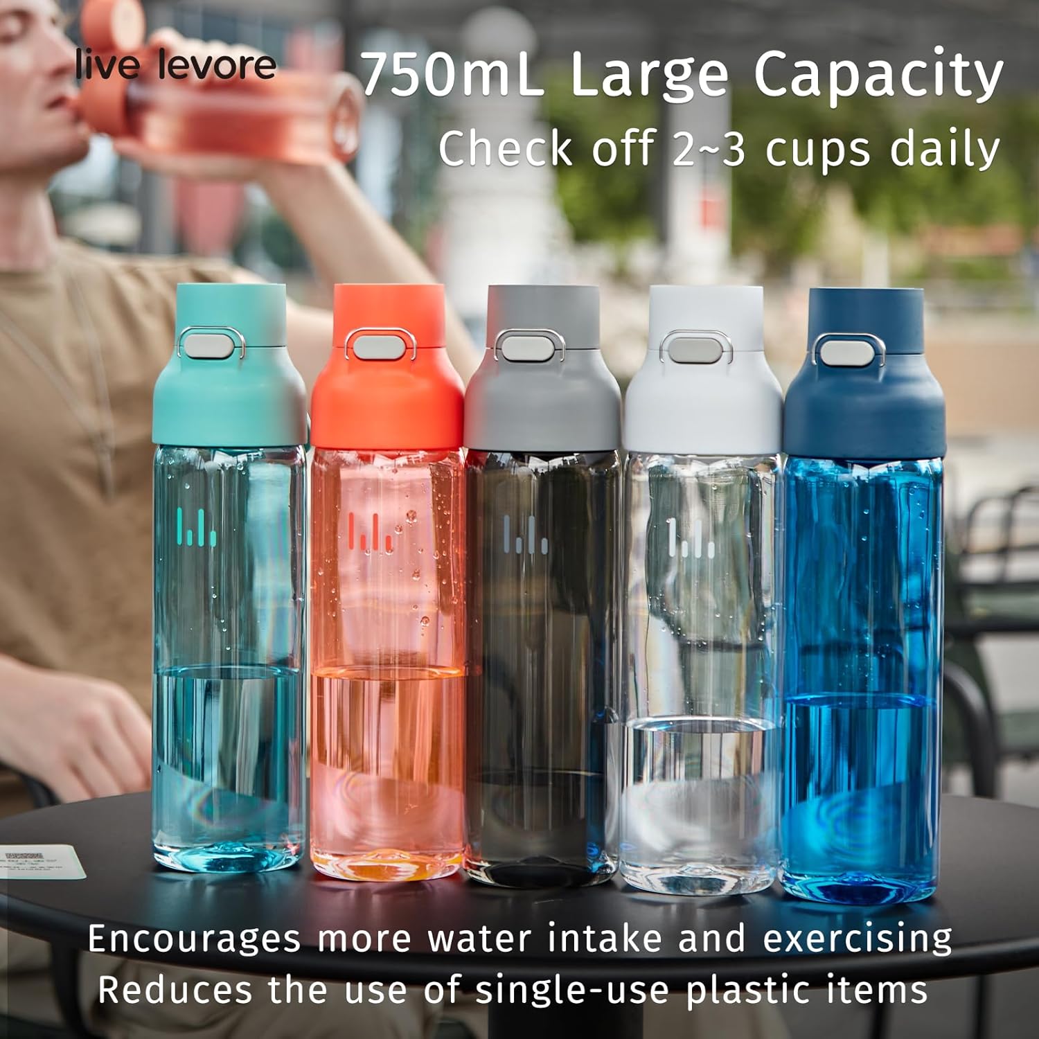 26oz Clear Water Bottle, Leak Proof One-Hand Open Flip Lid, Cup Holder Compatible, BPA-Free USA Tritan Plastic, Dishwasher Safe for Office, School, Gym & Outdoor Use (1 Pack) - Image 9