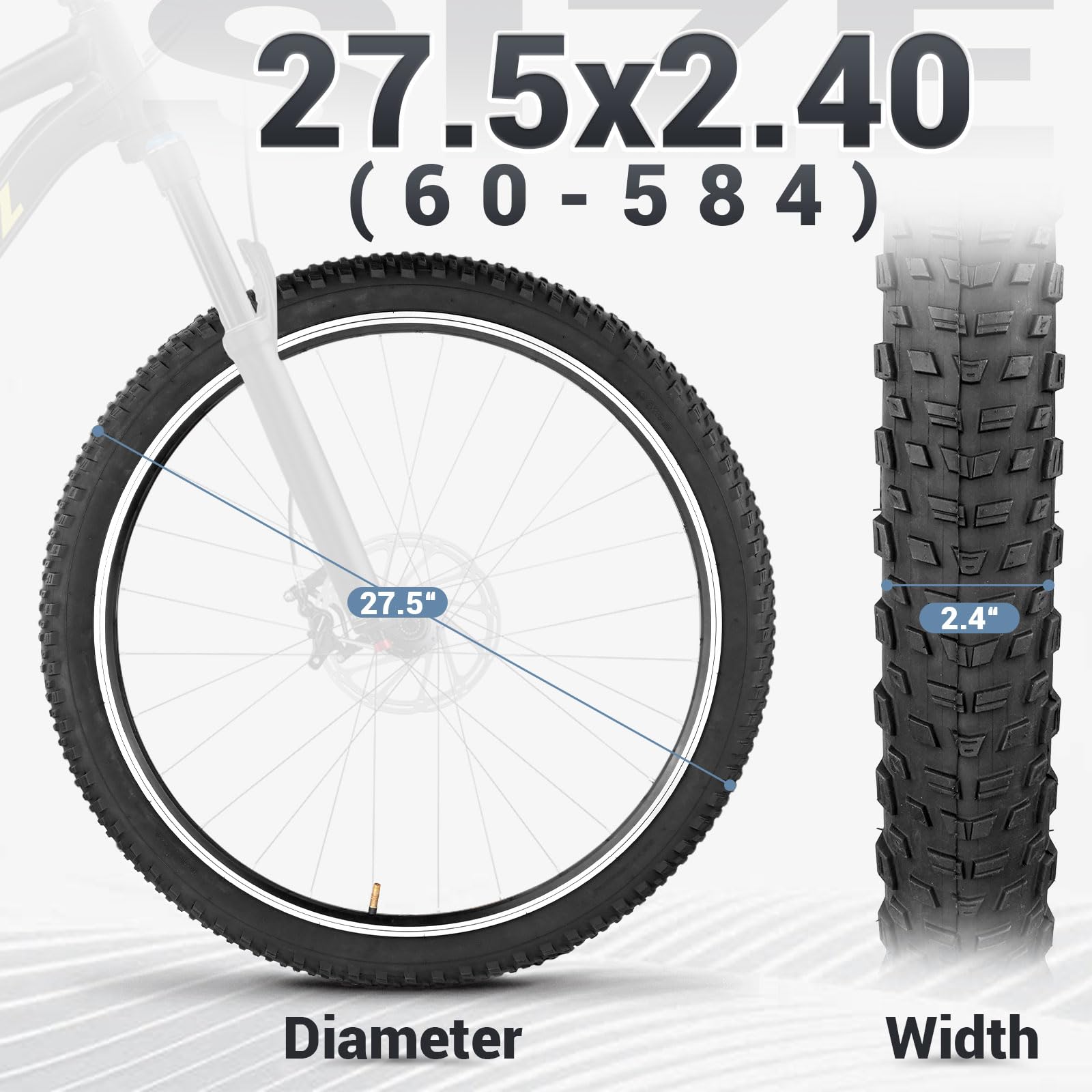 Lot de chambres à air VTT 27,5/29" 27,5 x 2,4 60-584 / 29 x 2,4 60-622 - Profil à crampons jusqu'à 40 PSI + 2 leviers de pneu