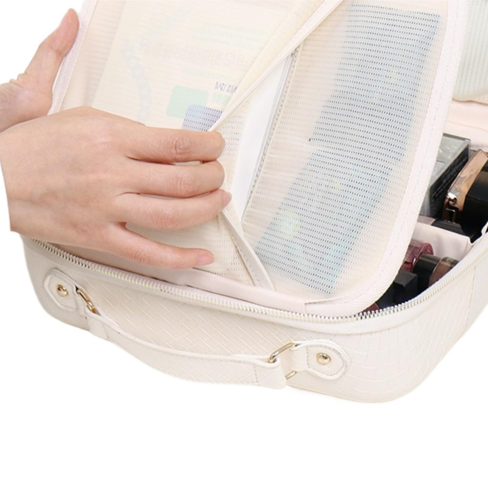 Porta Trucchi da Viaggio Borsa cosmetica illuminata, grande capacità, scatola cosmetica spessa con specchio luminoso Travel Makeup Bag with Led Mirror