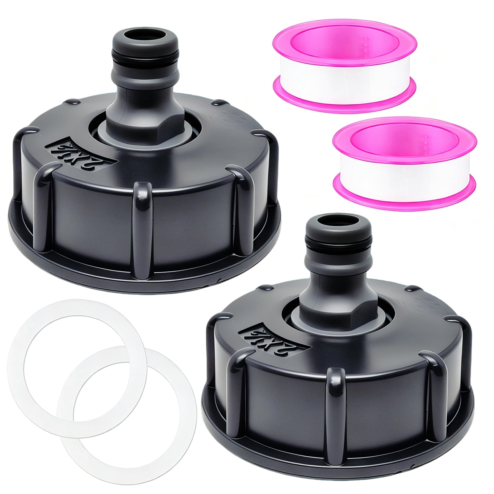 2PCS IBC Tank Adapter, IBC Tank Adapter Kit, Connector S60X6 to 4 Water Storage Tank Tap, 1/2"" Course Threaded Storage Tank Cover, for Storage Tanks Hose Fitting Parts, Garden Water Butt Storage Tan