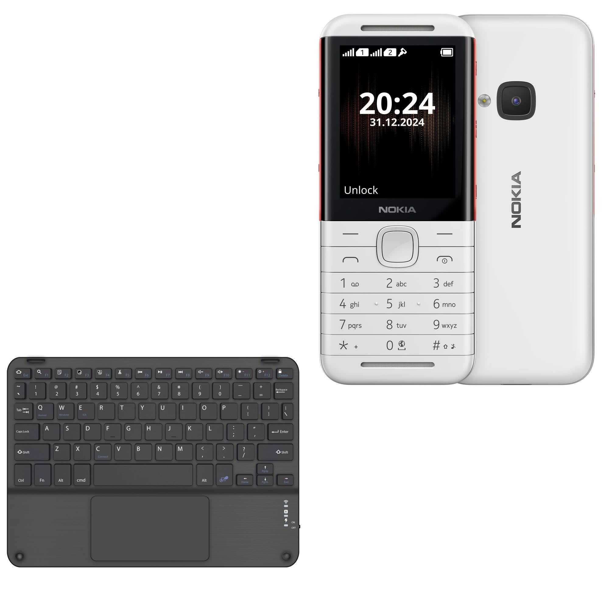 BoxWaveKeyboard Compatible with Nokia 5310 (2024) - SlimKeys Bluetooth Keyboard with Trackpad, Portable Slim TouchPad - Jet Black