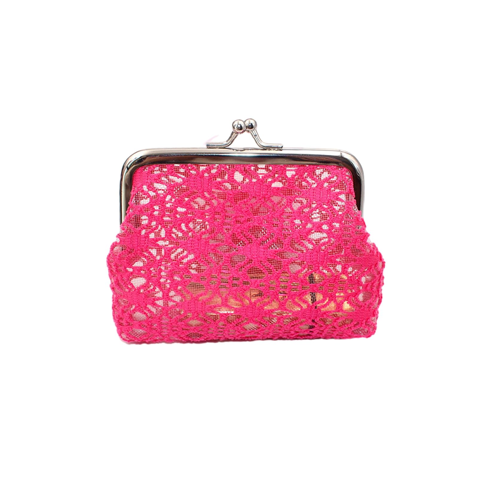 matumou Women Lace Coin Purse, Mesh Small Change Purse, Kiss Lock Closure Pouch for Cash Lipstick