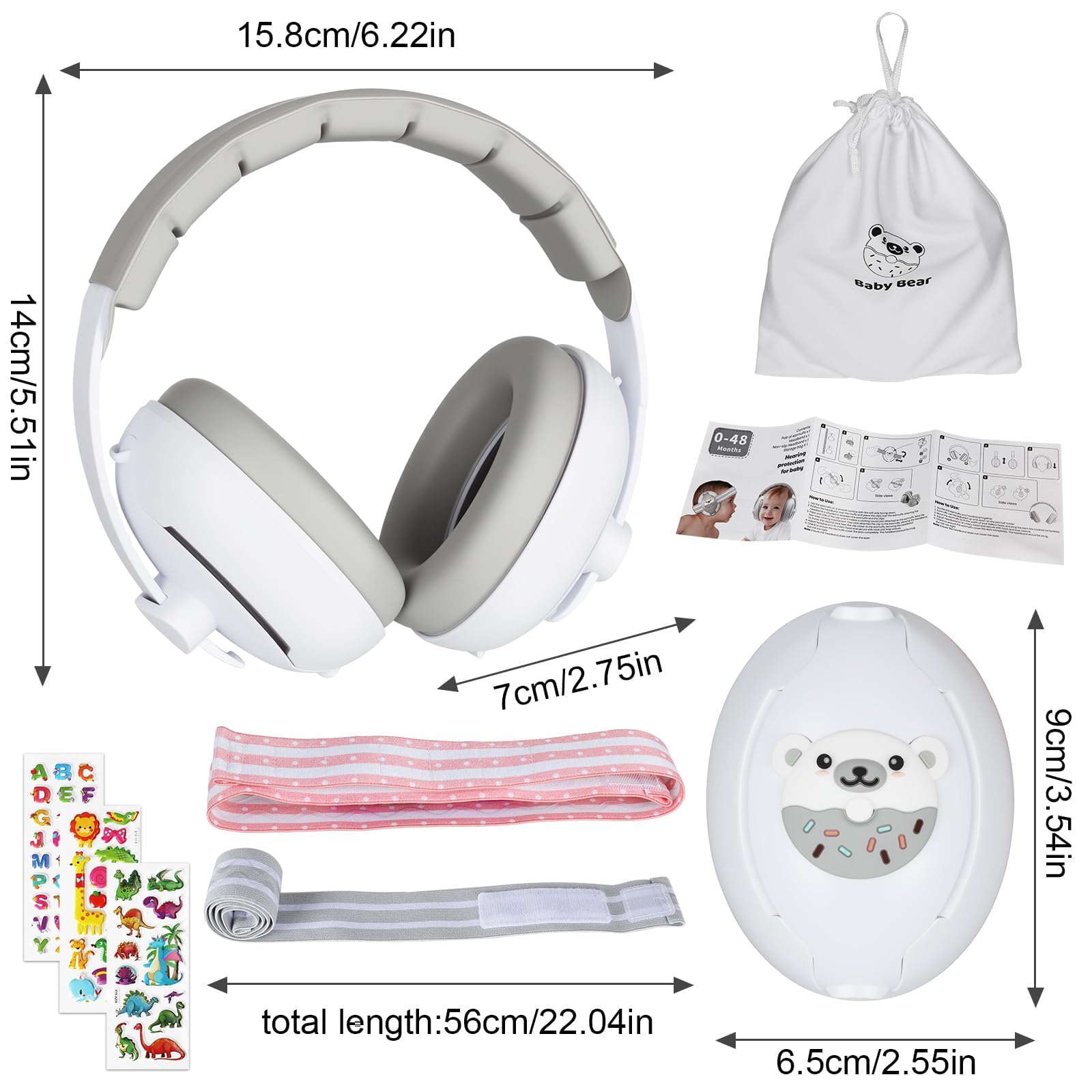 USHOP Cascos Bebe Antiruido,2 en 1 Protectores Auditivos para Bebés de 0-4 Años,Reducción de Ruido 25 dB,Diadema Ajustable,Seguro y Cómodo,Cascos Antiruido para Bebé para Viajes y Entornos Ruidosos
