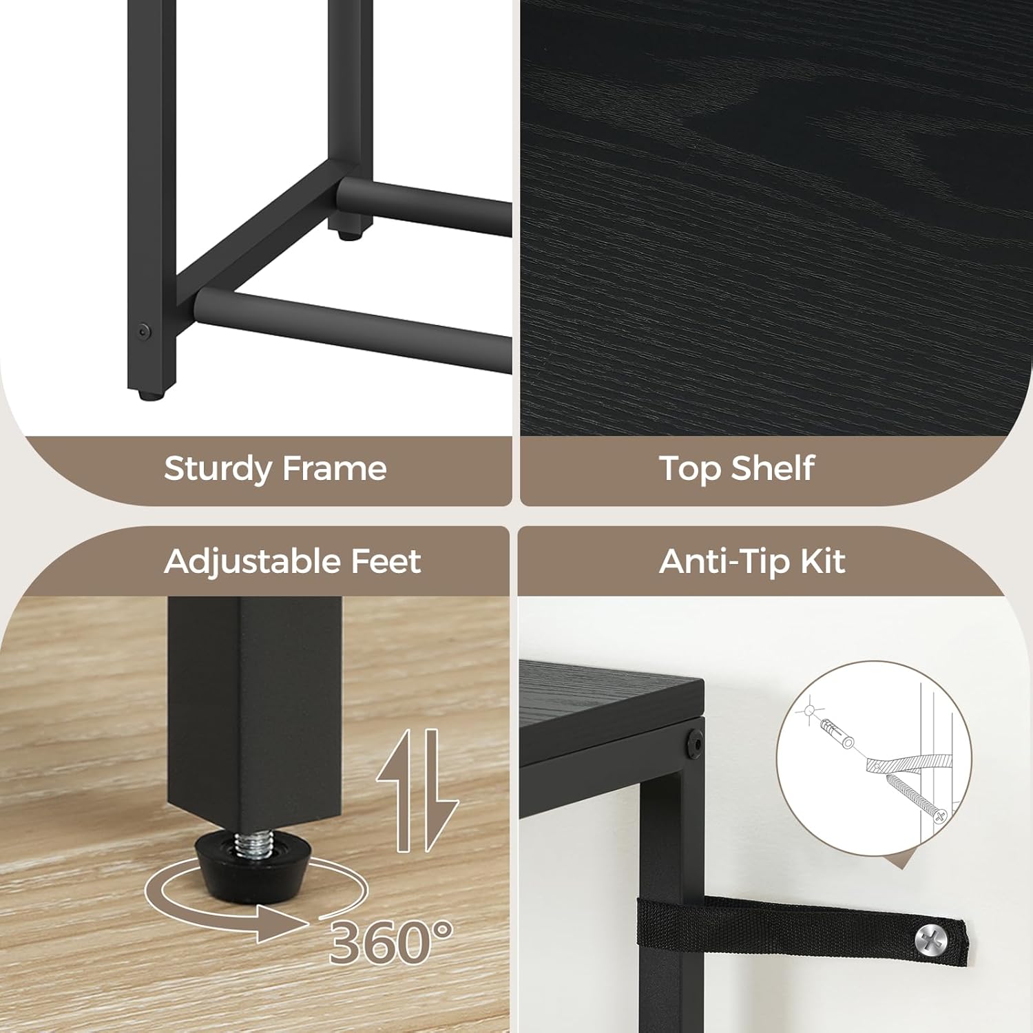 MAHANCRIS Guitar Stand, Multi Guitar Rack Stand for 7-10 String Instruments, for Acoustic Guitar, Bass, Electric Guitar, Ukulele, Banjo, Guitar Case, Record Player, for Music Studios, Black