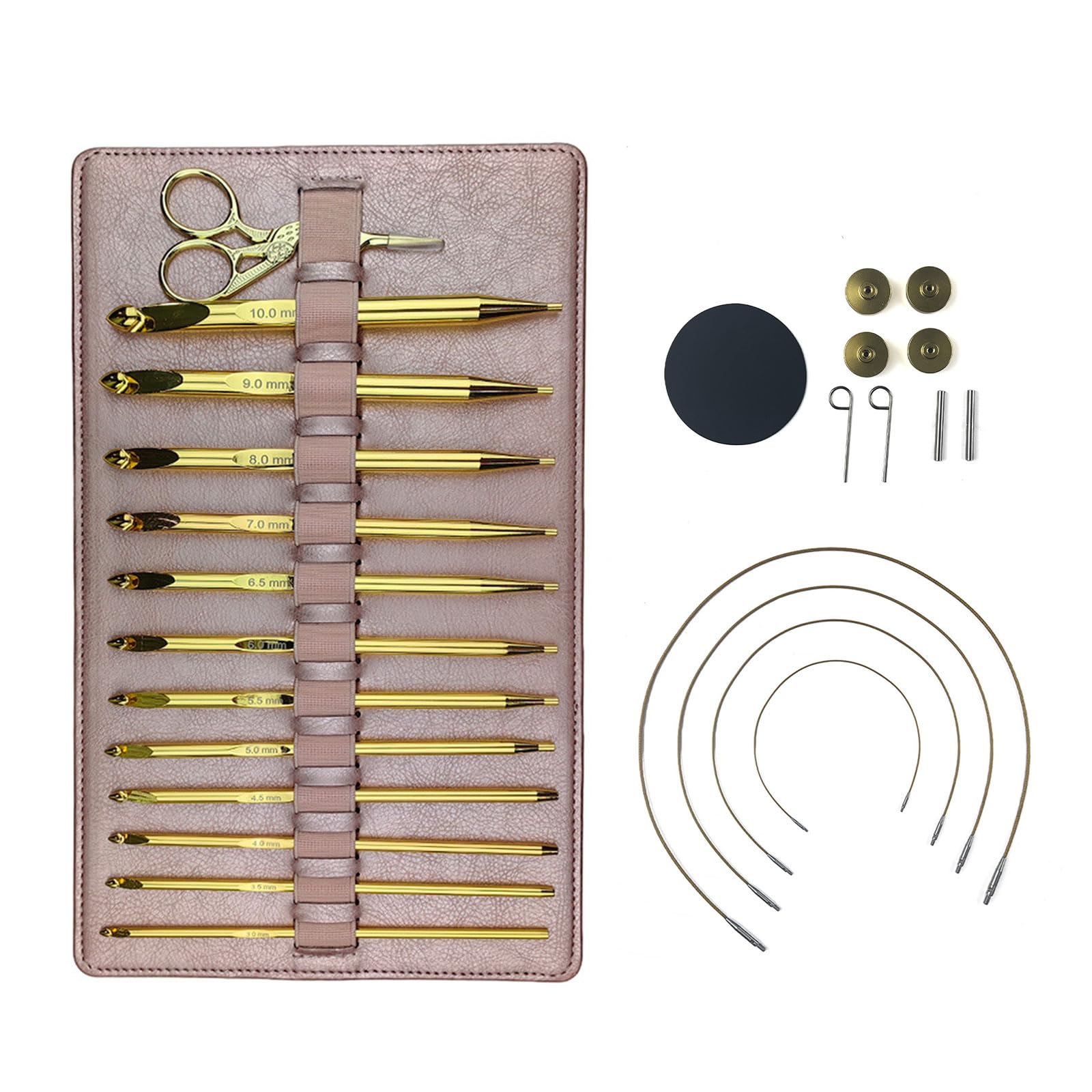 12 ganchos de ganchillo afganos intercambiables con cable de 3 mm a 10 mm para tejer aguja tunecina con funda de cuero gancho de ganchillo tunecino