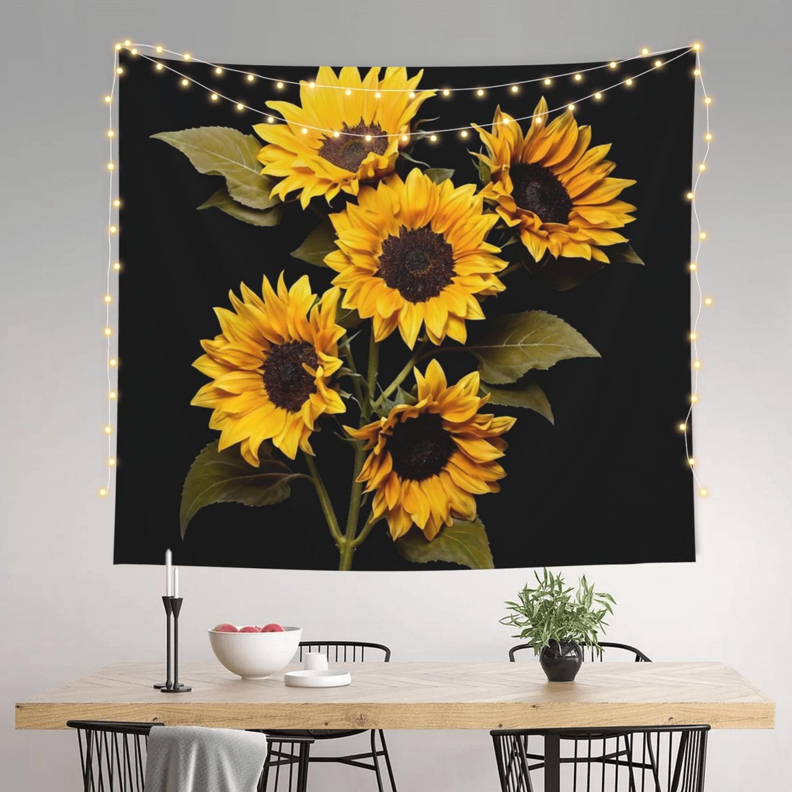 LXCNQFN Tapestry 130 W X 152 L CM Wall Hanging for Living Room Sunflower Black Background Tapestry Modern Wall Art Wall Blanket Aesthetic Tapestrys Indoor Outdoor Tapestries for Bedroom Dorm