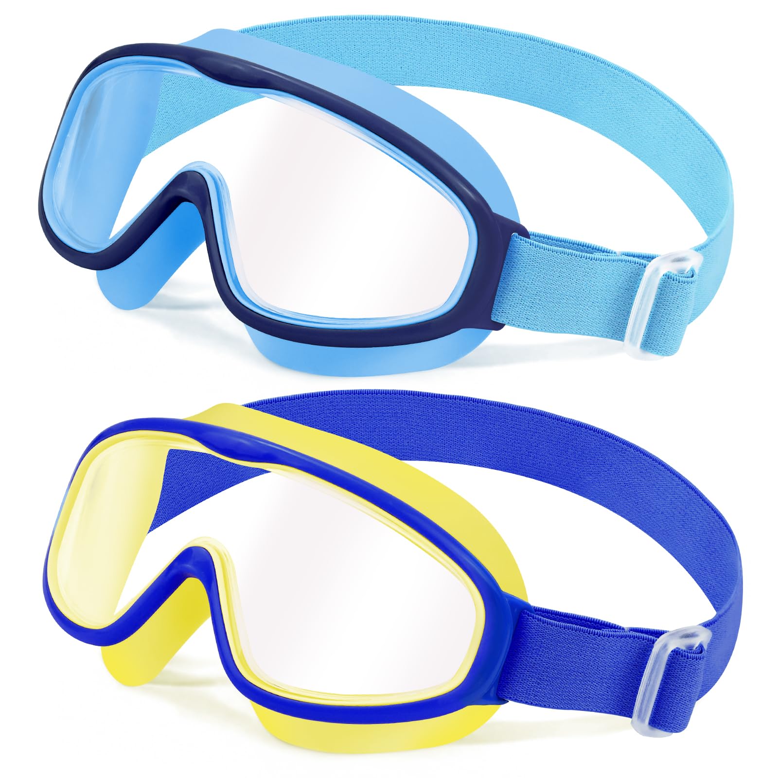 Vvinca Kinder-Schwimmbrille mit Comfort-Stoffband Weitwinkel Anti-Beschlag/UV Schutz Wasserdichte Schwimmbrille für 3-14Jahre