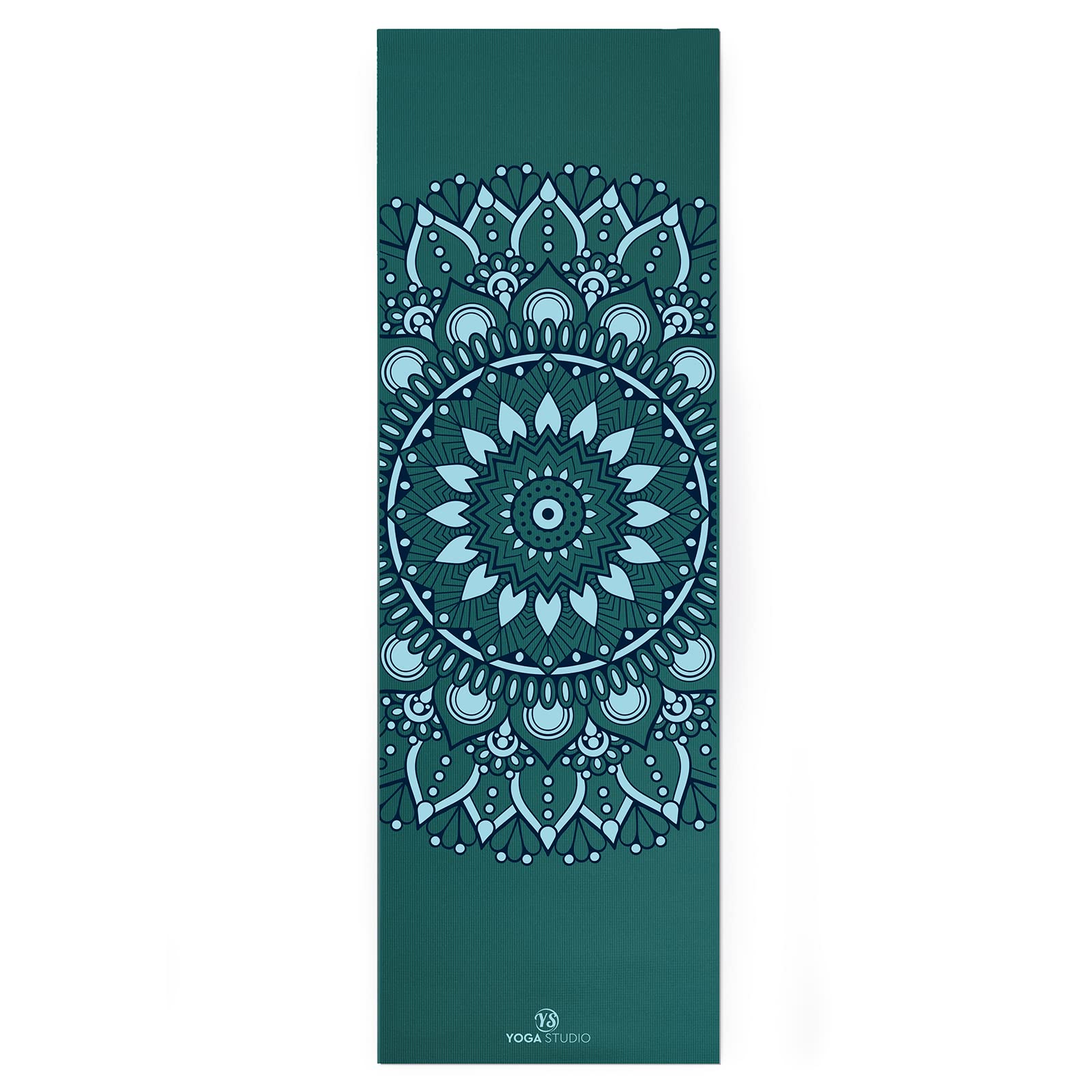 Yoga Studio Tapis de yoga conçu – 183 cm x 61 cm, tapis de yoga antidérapant de 6 mm, tapis en PVC indéchirable (mandala bleu sarcelle)