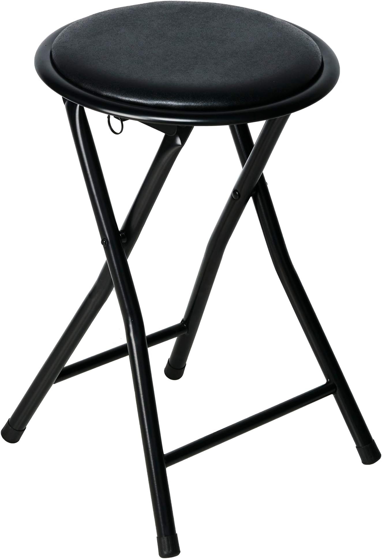 Nyxi 2 X Round Compact Folding Stool for Home Office (2 X Stool, Black)