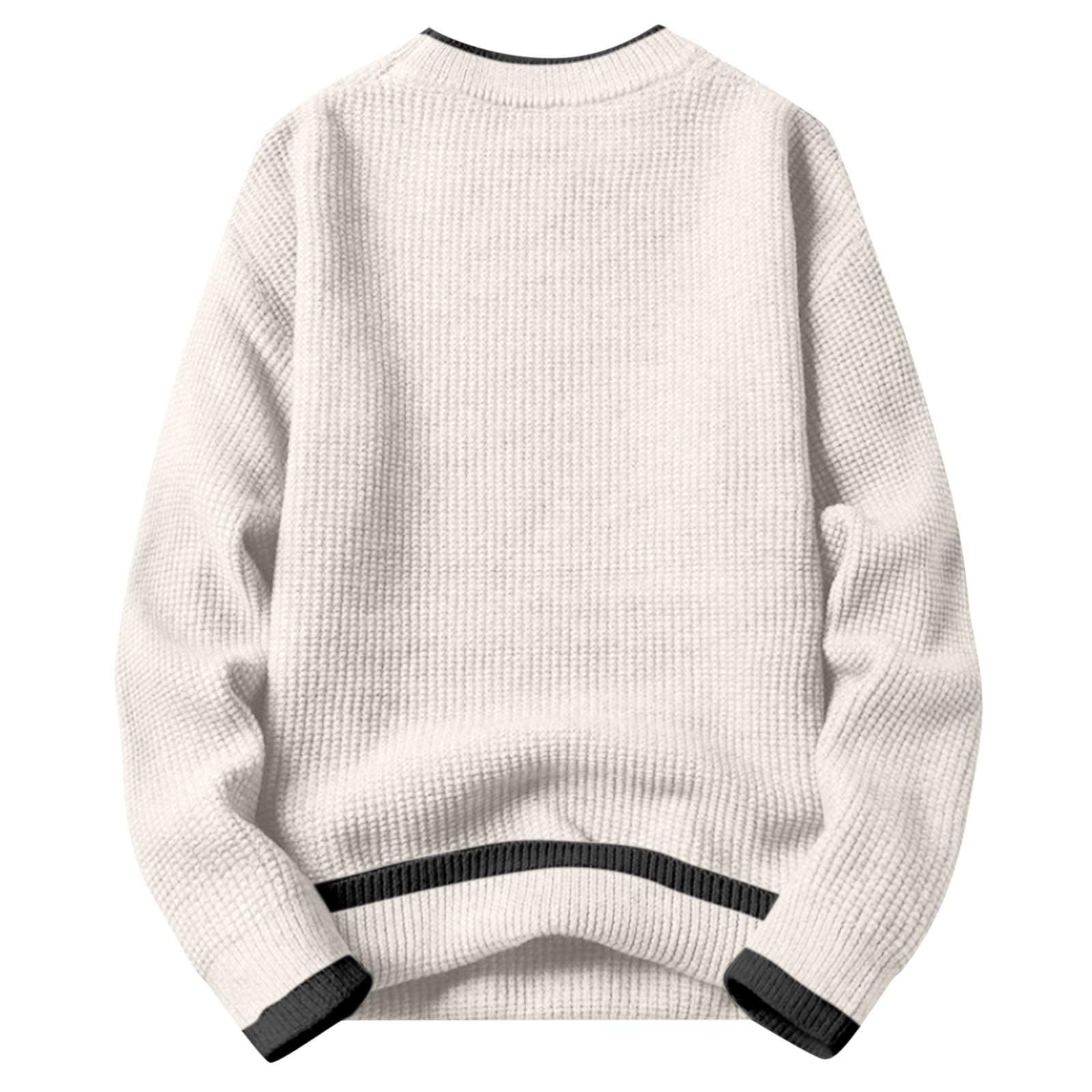 Suéteres para hombre del Reino Unido | Jersey de punto de cuello redondo | Jersey de punto grueso | Suéter cálido de invierno | Ropa de punto térmica de manga larga | Jersey acanalado de moda casual |