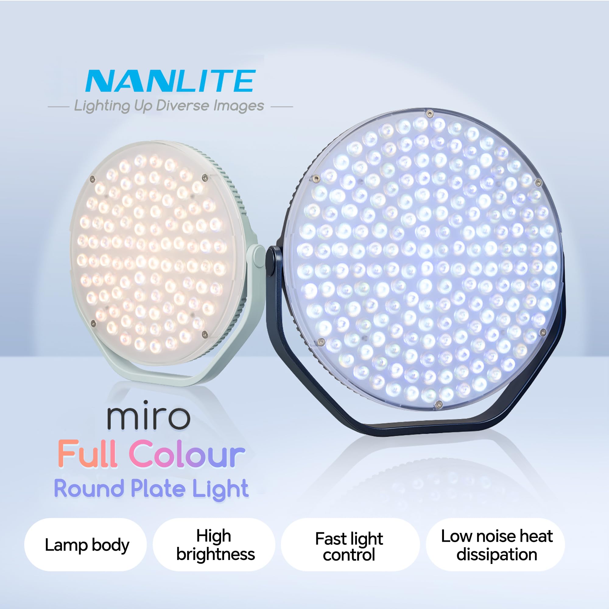 Amazon.com : NANLITE Miro 30c/60c RGBW Round LED Panel Light, 2700