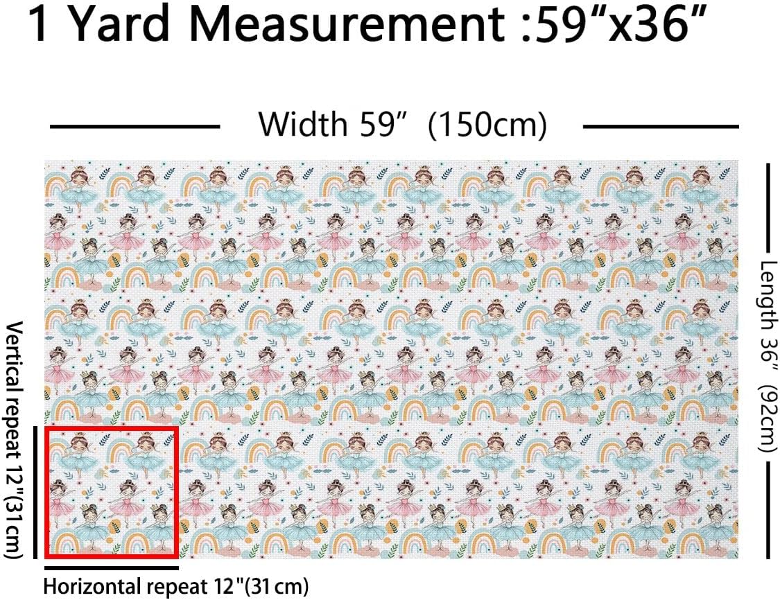 Feelyou Ballerinas Woman Fabric by The Yard 5 Yards Dancing Silhouette Decorative Waterproof for Teens Rainbow Upholstery Fabric for Chairs Colorful Stripes