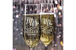 P Lab Personalized Champagne Flutes Wedding Set